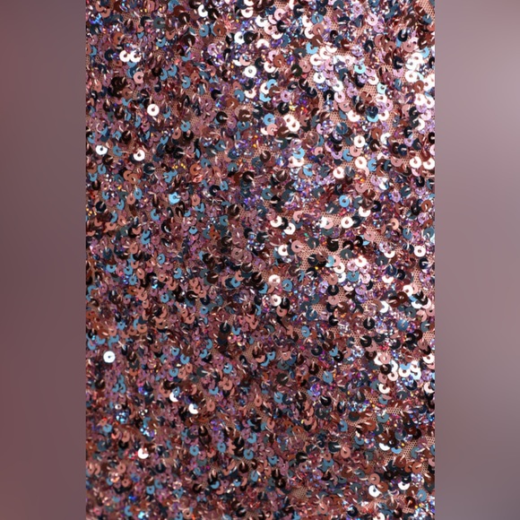 🌟2X HP🌟 NWT Just Tonight Iridescent Pink Sequin One-Shoulder Bodycon Dress - Picture 6 of 8